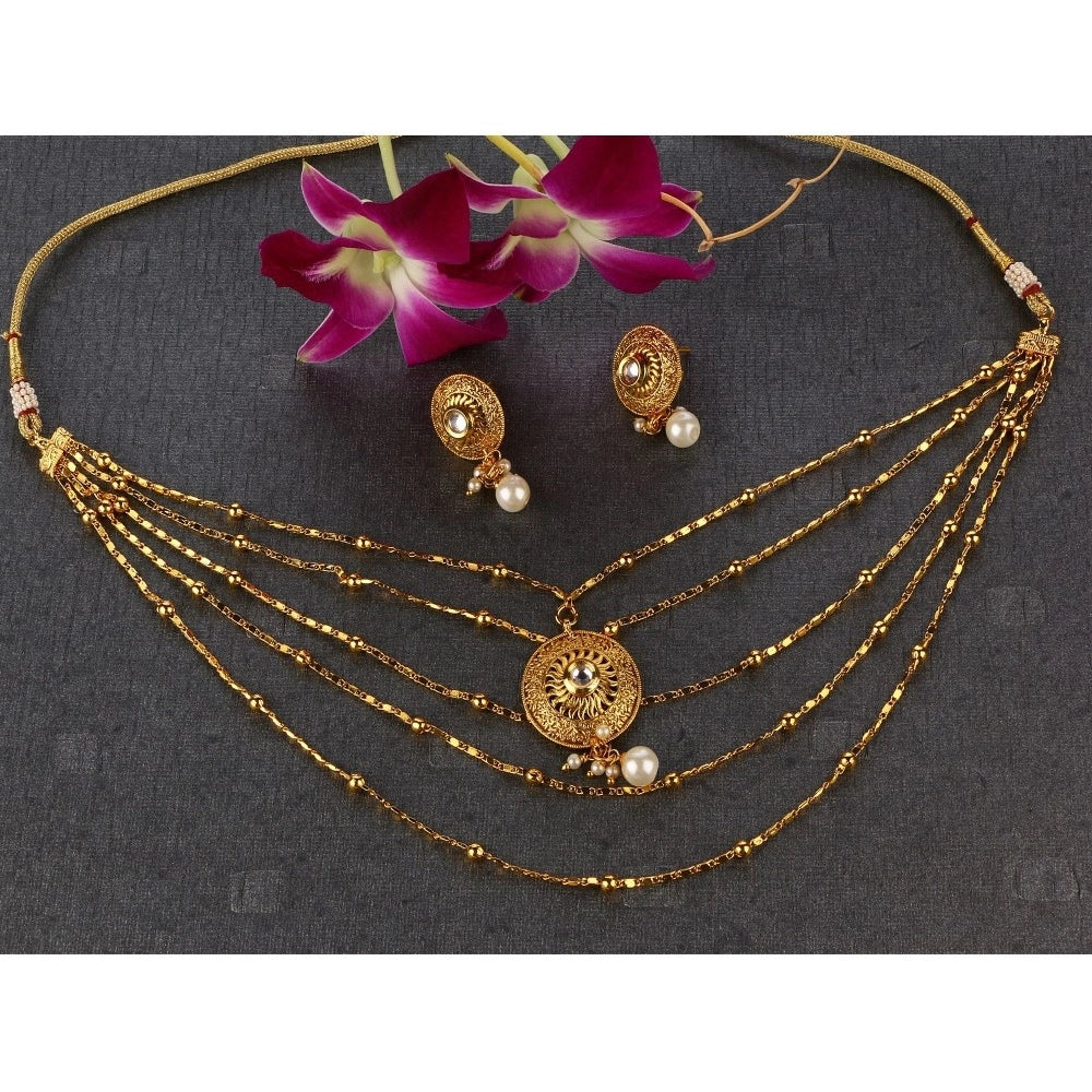 Generic Women's Rose Gold Plated Alloy Necklace &amp; Earings Set (Gold)