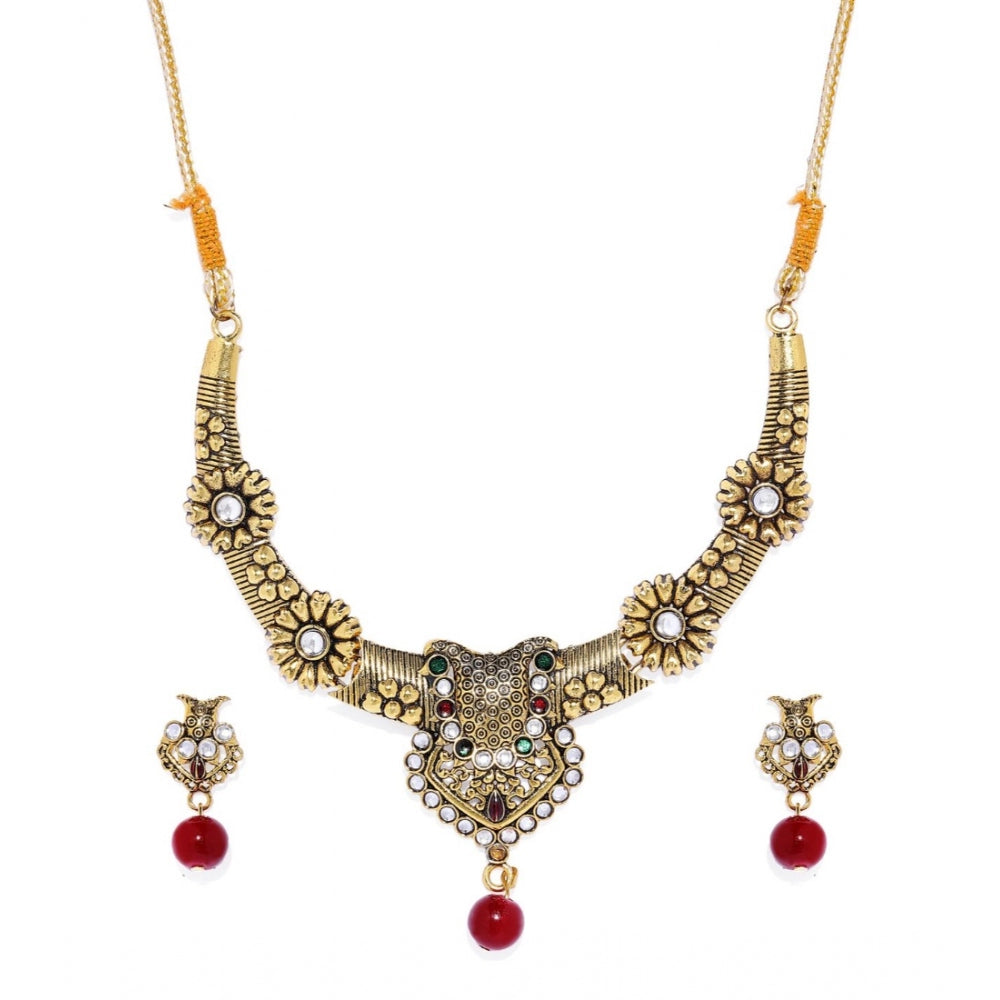 Generic Women's Rose Gold Plated Alloy Necklace &amp; Earings Set (Multicolor)