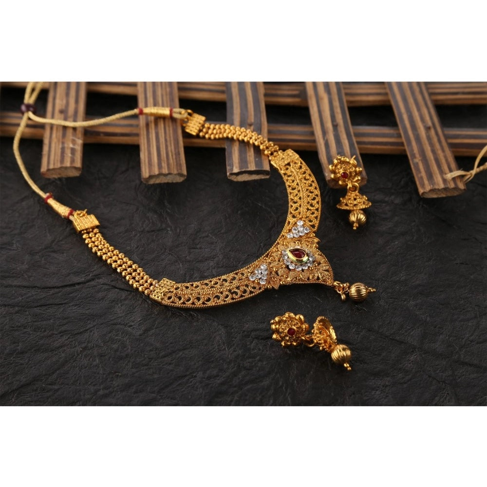 Generic Women's Rose Gold Plated Alloy Necklace &amp; Earings Set (Gold)