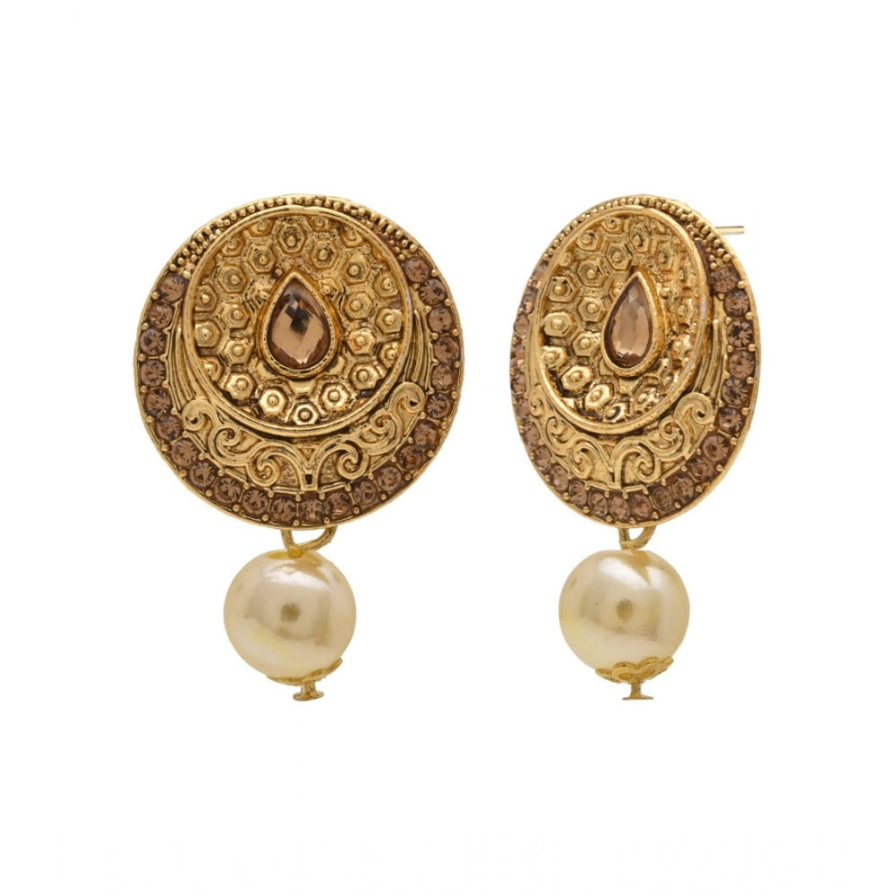 Generic Women's Rose Gold Plated Alloy Necklace &amp; Earings Set (Gold)