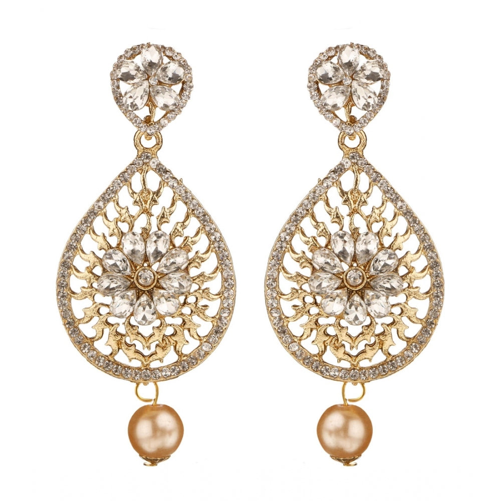 Generic Women's Rose Gold Plated Alloy Earrings (White)