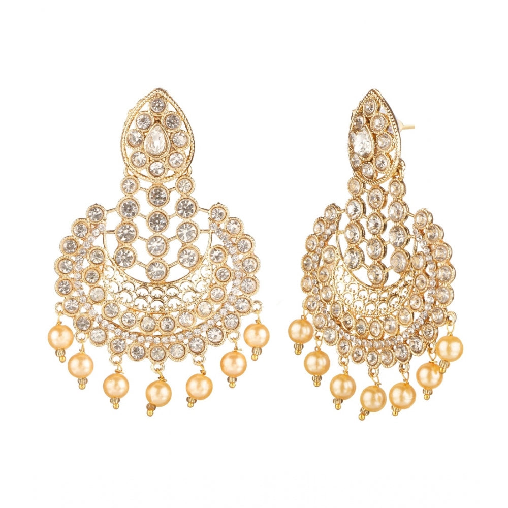Generic Women's Rose Gold Plated Alloy Earrings (White)