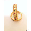 Generic Women's Rose Gold Plated Brass Stone Bangle (Red &amp; Green , 2.4 Inch)