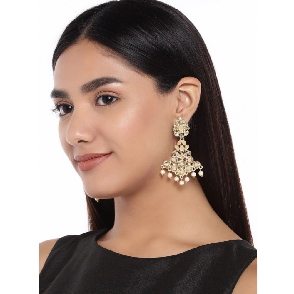 Generic Women's Rose Gold Plated Alloy Earrings (Gold &amp; Pink)