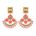 Generic Women's Rose Gold Plated Alloy Earrings (Gold &amp; Pink)