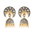 Generic Women's Rose Gold Plated Alloy Earrings (Gold &amp; Grey)