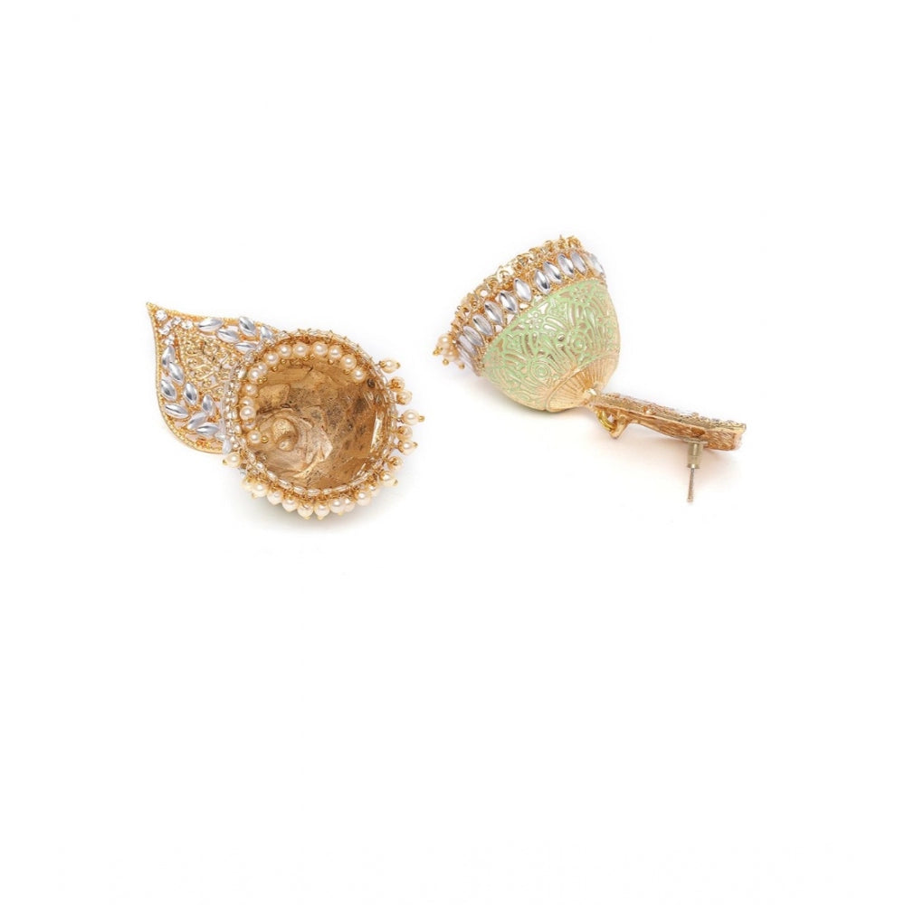 Generic Women's Rose Gold Plated Alloy Earrings (White)