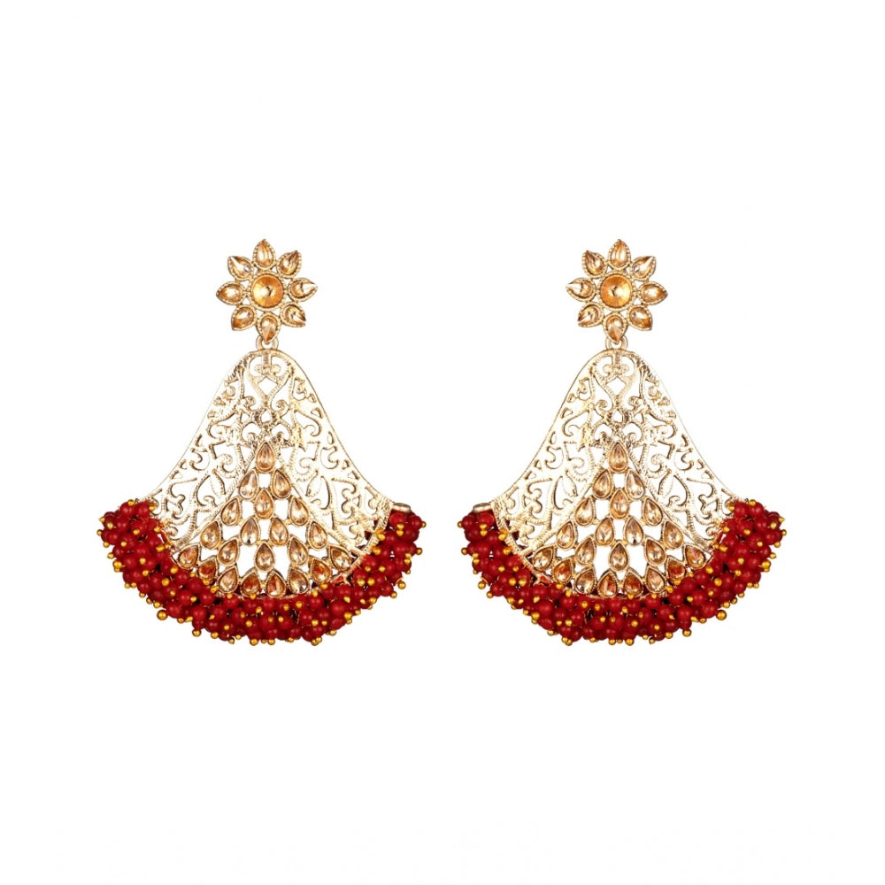 Generic Women's Rose Gold Plated Alloy Earrings (Maroon)