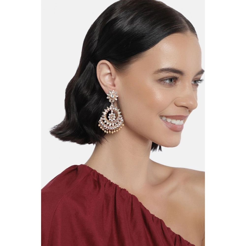 Generic Women's Rose Gold Plated Alloy Earrings (White)