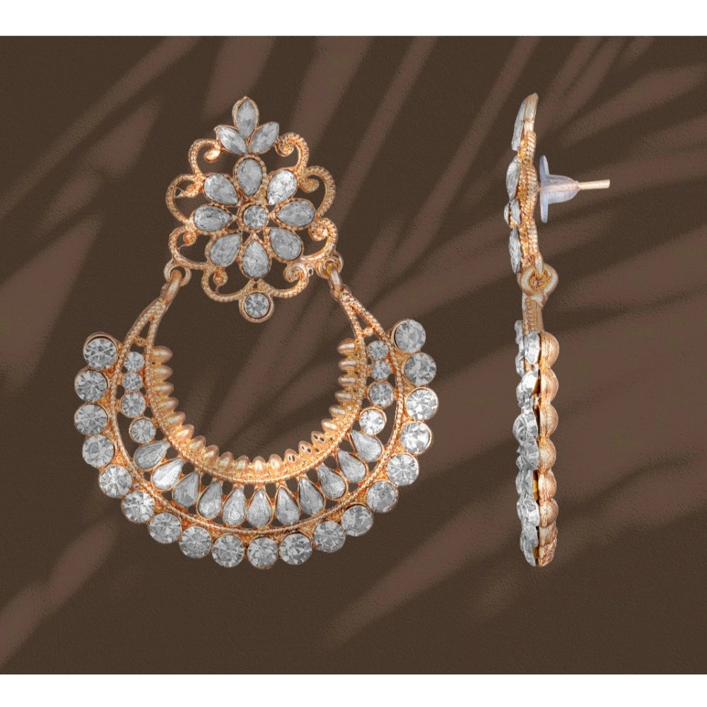 Generic Women's Rose Gold Plated Alloy Earrings (White)