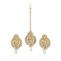 Generic Women's Rose Gold Plated Alloy Kundan Earrings &amp; Mangtikka (White)