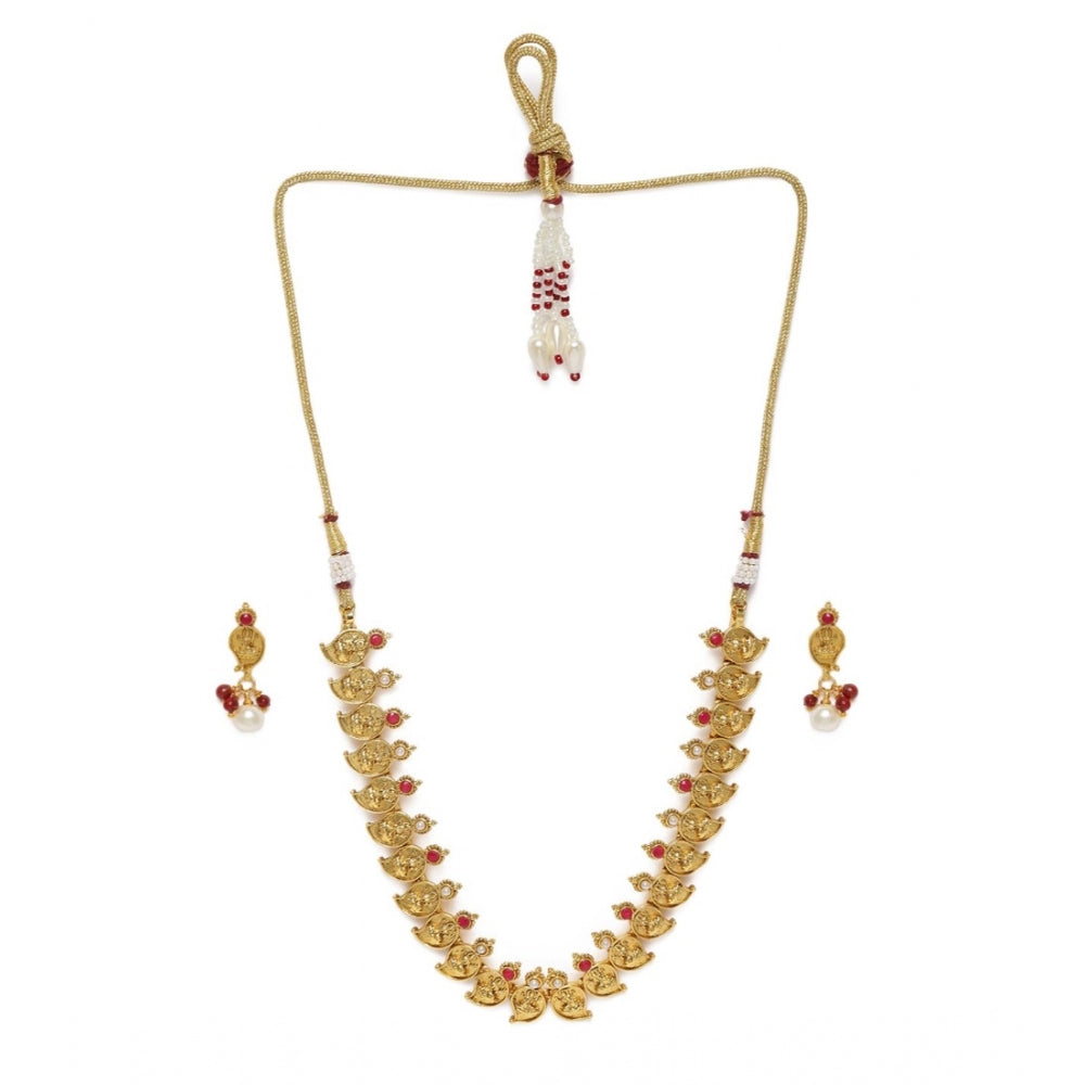 Generic Women's Rose Gold Plated Alloy Jewellery Set (Red &amp; White)