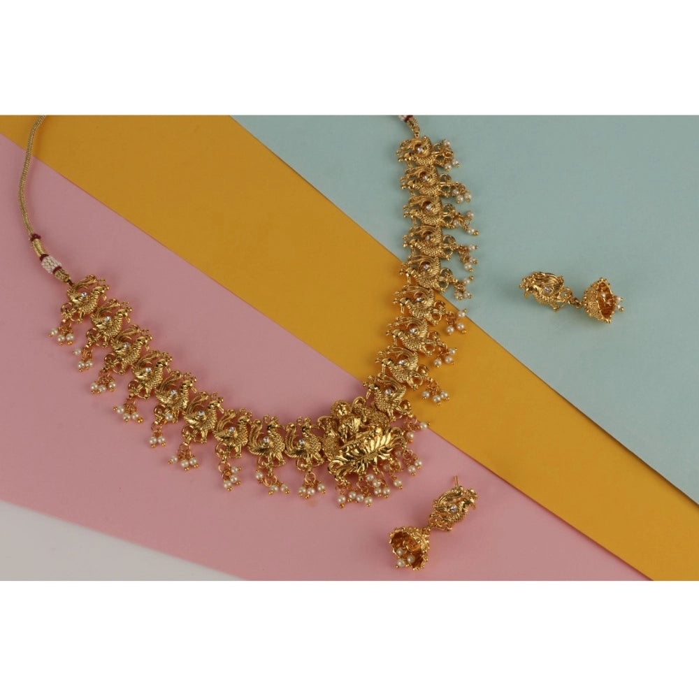 Generic Women's Rose Gold Plated Alloy Necklace &amp; Earings Set (Gold)