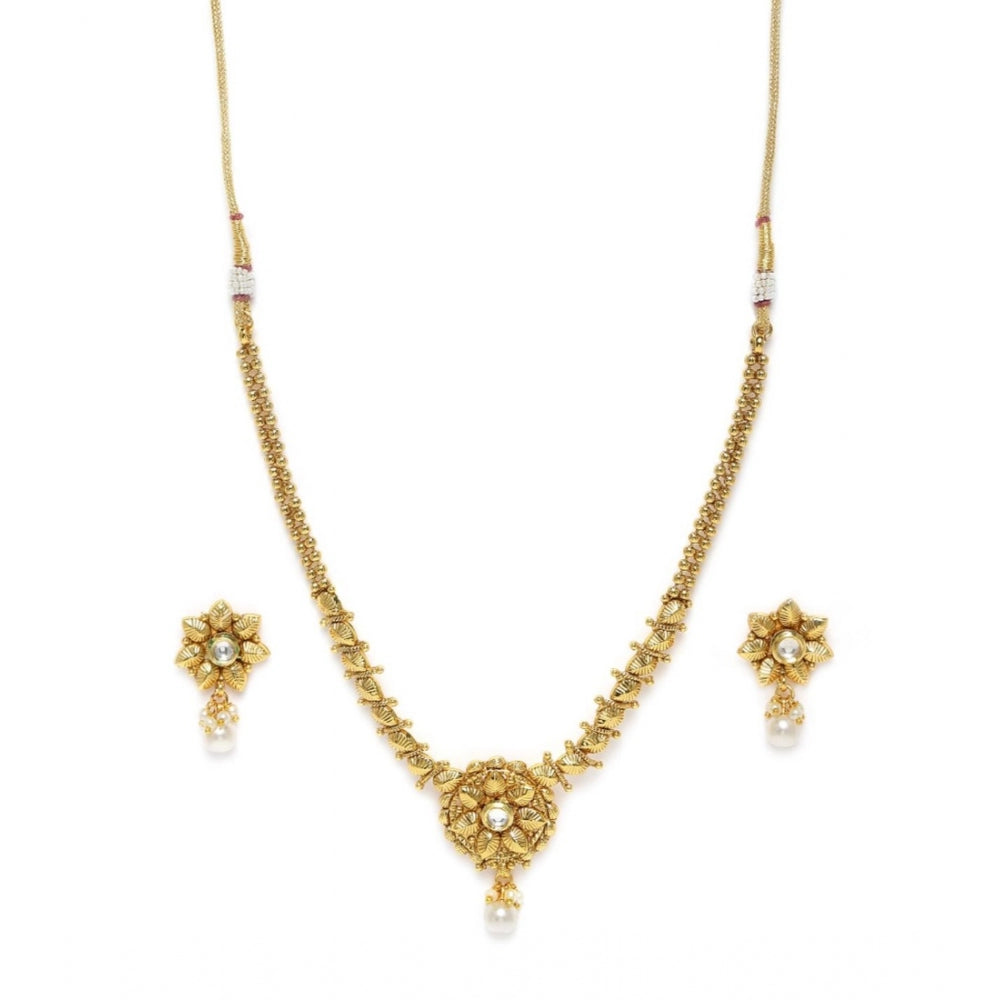 Generic Women's Rose Gold Plated Alloy Necklace &amp; Earings Set (Gold)