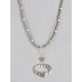 Generic Women's Rose Gold Plated Brass Pendant Chain With Beaded Bracelet (Grey)