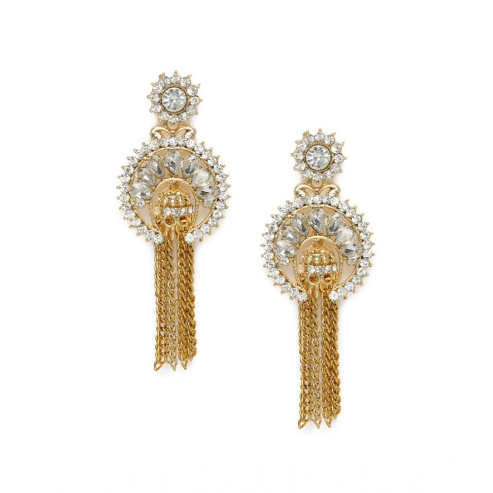 Generic Women's Rose Gold Plated Alloy Earrings (White)