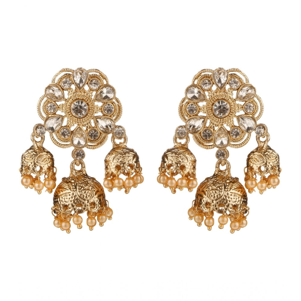 Generic Women's Rose Gold Plated Alloy Earrings (White)