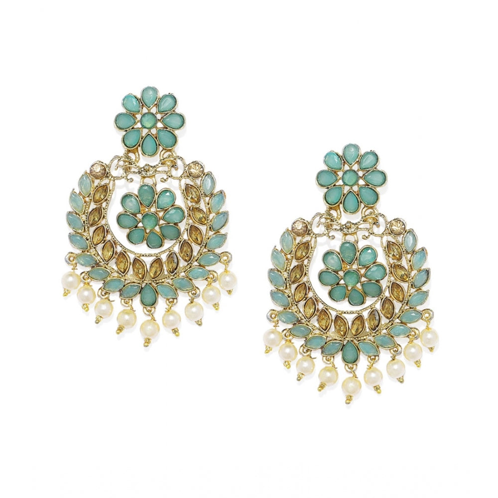 Generic Women's Rose Gold Plated Alloy Earrings (Sky Blue)