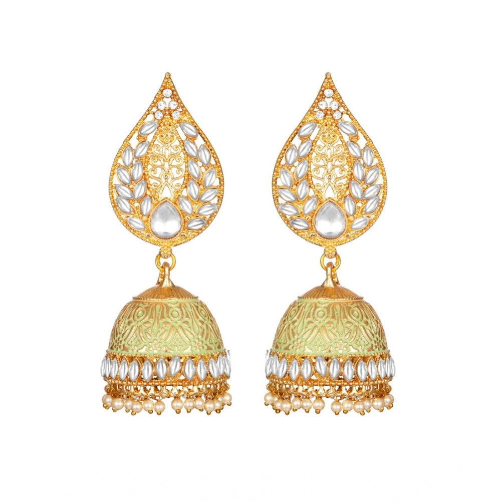 Generic Women's Rose Gold Plated Alloy Earrings (White)