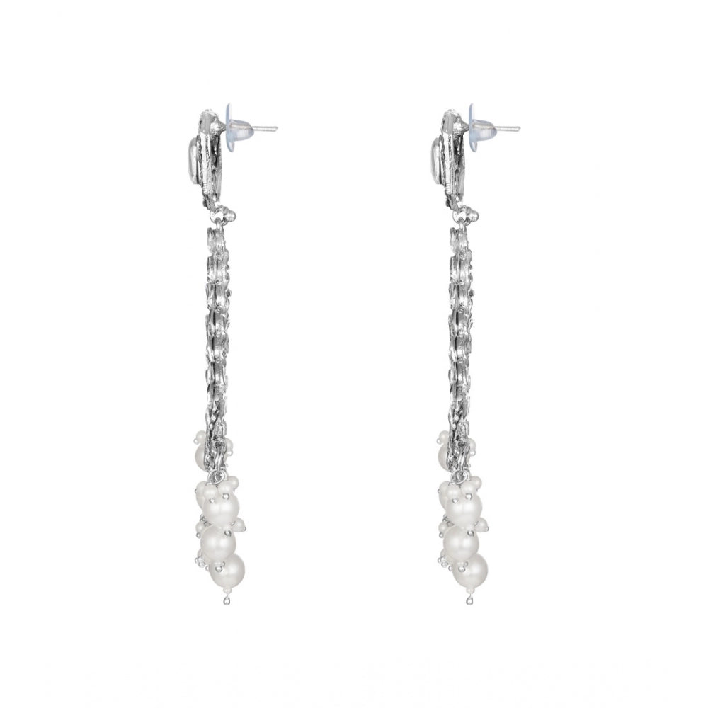 Generic Women's Rose Gold Plated Alloy Earrings (White)