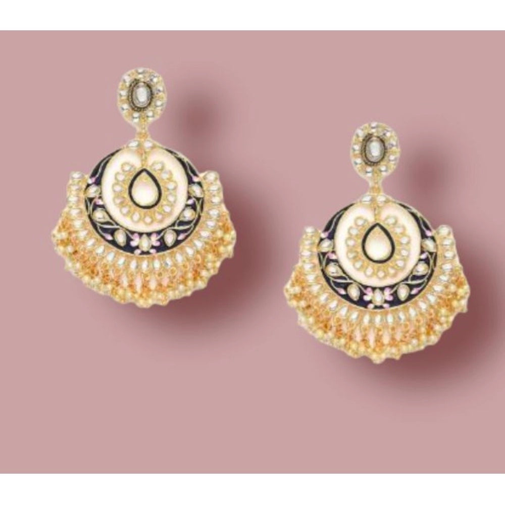 Generic Women's Rose Gold Plated Alloy Earrings (White)