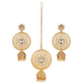 Generic Women's Rose Gold Plated Alloy Kundan Earrings &amp; Mangtikka (White)