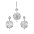 Generic Women's Rose Gold Plated Alloy Kundan Earrings &amp; Mangtikka (White)