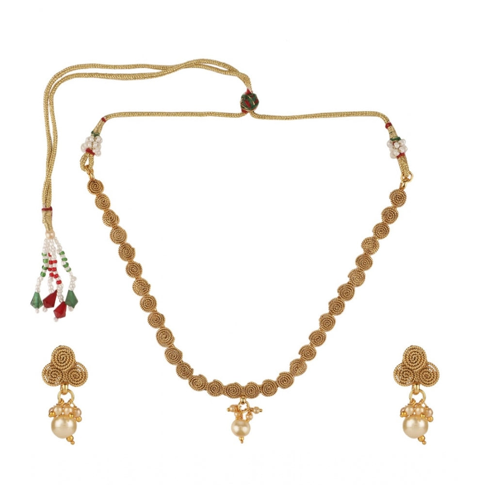 Generic Women's Rose Gold Plated Alloy Necklace &amp; Earings Set (Gold)