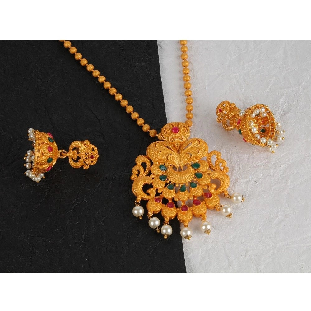 Generic Women's Rose Gold Plated Alloy Necklace &amp; Earings Set (Gold)