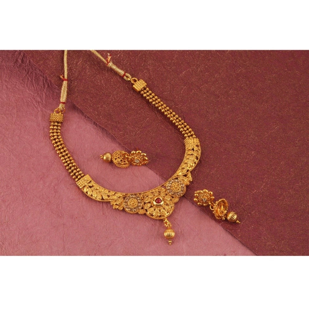 Generic Women's Rose Gold Plated Alloy Necklace &amp; Earings Set (Gold)