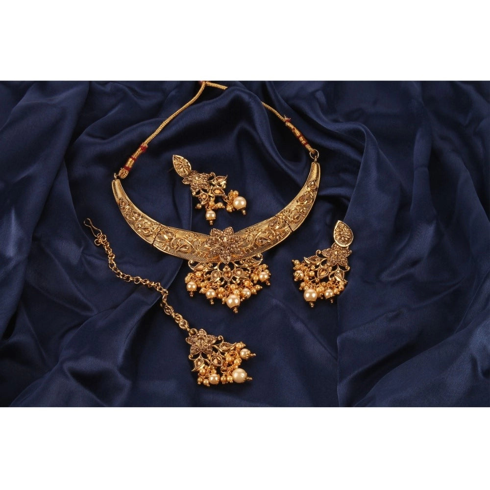 Generic Women's Rose Gold Plated Alloy Necklace &amp; Earings Set (Gold)