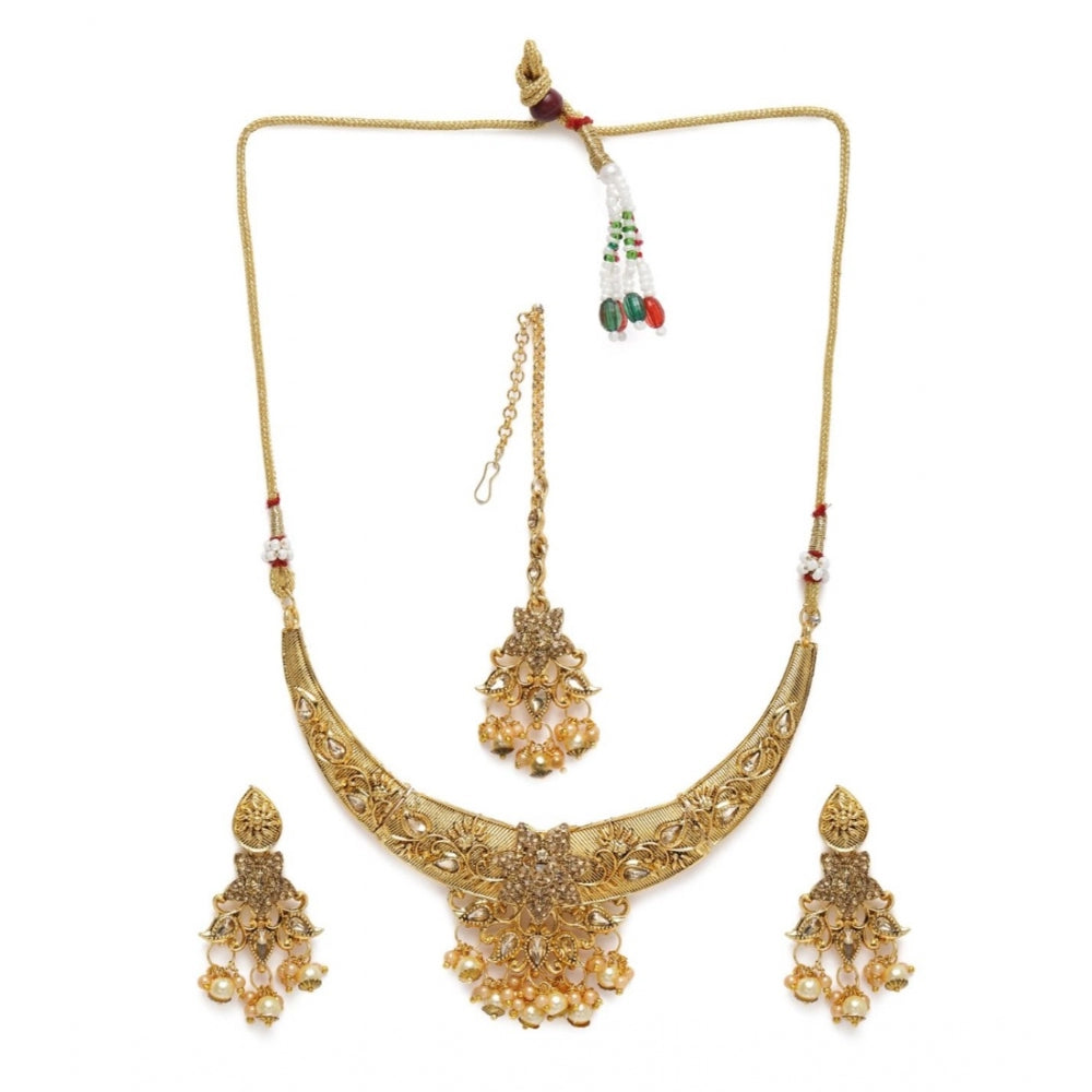 Generic Women's Rose Gold Plated Alloy Necklace &amp; Earings Set (Gold)