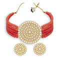Generic Women's Rose Gold Plated Alloy Necklace &amp; Earings Set (Red)