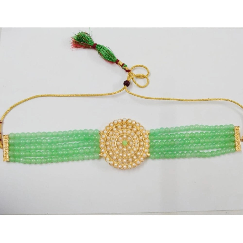 Generic Women's Rose Gold Plated Alloy Necklace &amp; Earings Set (Mint Green)