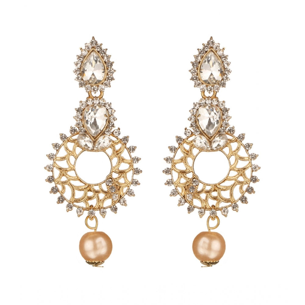 Generic Women's Rose Gold Plated Alloy Earrings (White)