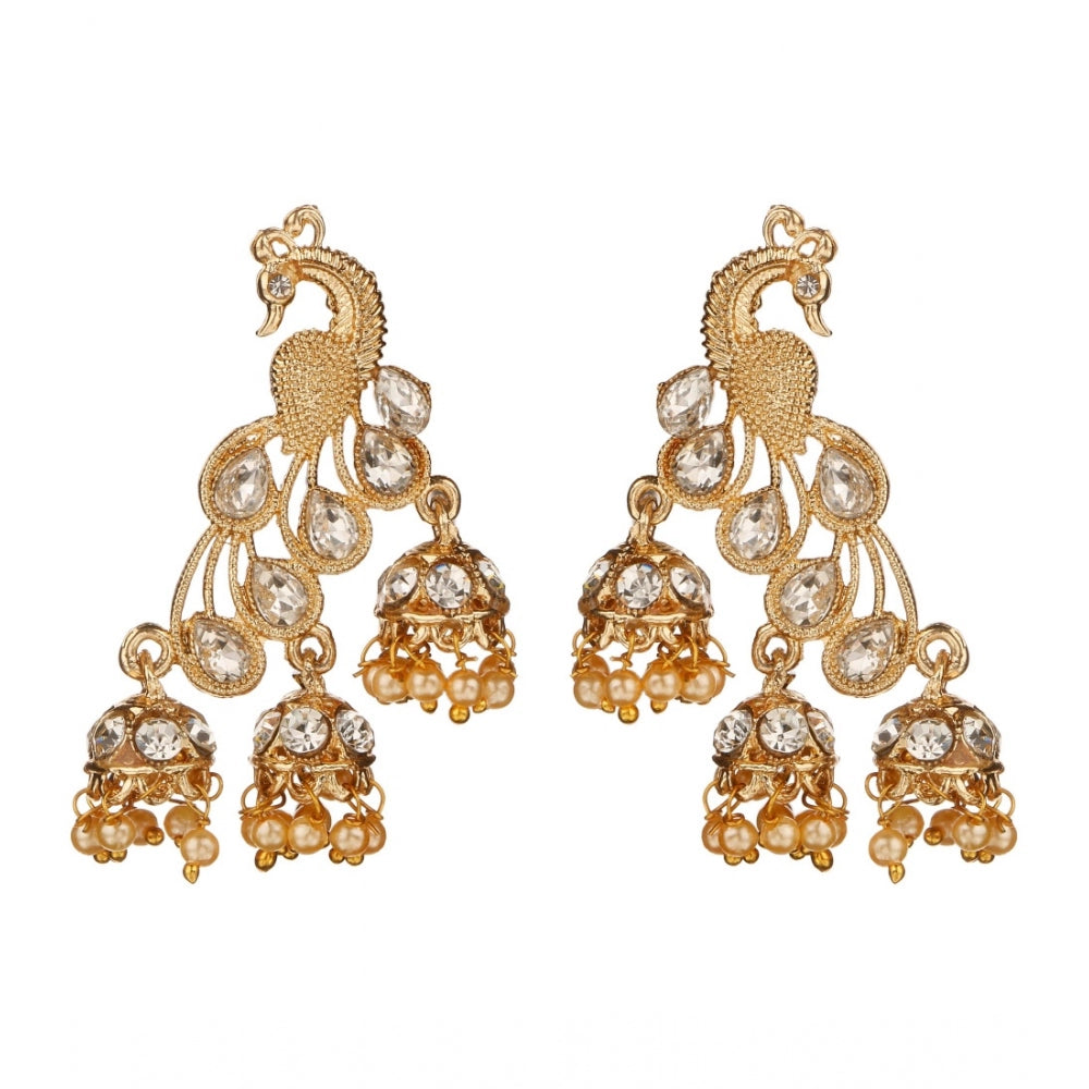Generic Women's Rose Gold Plated Alloy Earrings (White)