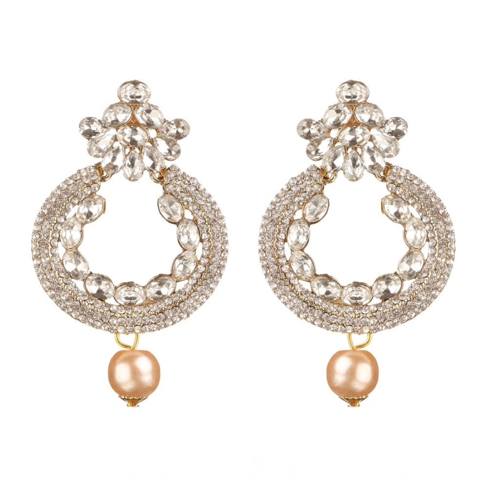 Generic Women's Rose Gold Plated Alloy Earrings (White)