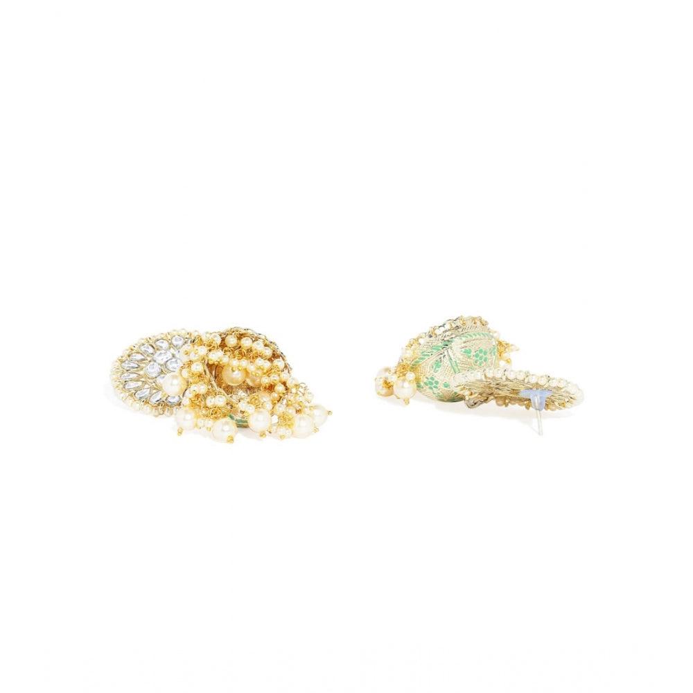 Generic Women's Rose Gold Plated Alloy Earrings (White)
