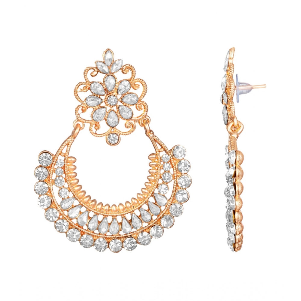 Generic Women's Rose Gold Plated Alloy Earrings (White)