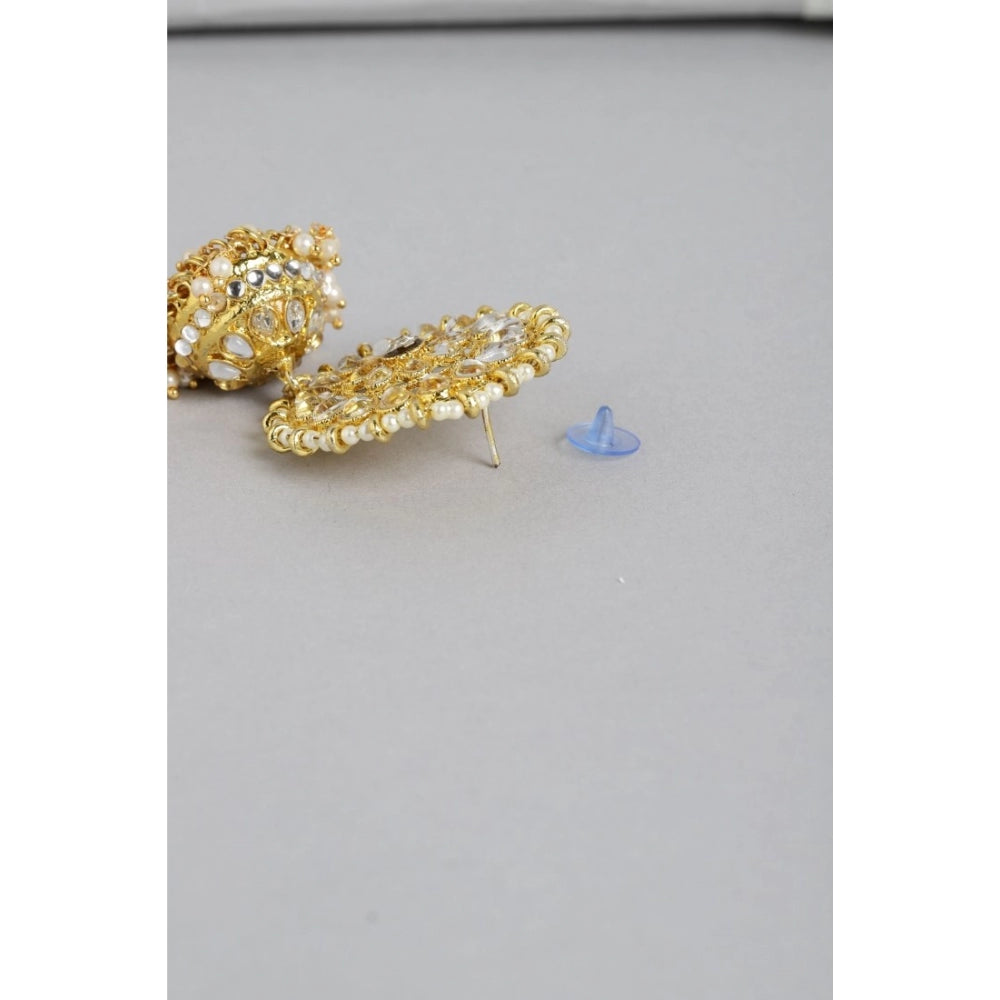 Generic Women's Rose Gold Plated Alloy Earrings (White)