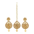 Generic Women's Rose Gold Plated Alloy Kundan Earrings &amp; Mangtikka (Gold)
