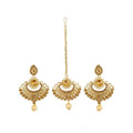 Generic Women's Rose Gold Plated Alloy Kundan Earrings &amp; Mangtikka (Gold)