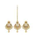 Generic Women's Rose Gold Plated Alloy Kundan Earrings &amp; Mangtikka (Gold)