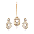 Generic Women's Rose Gold Plated Alloy Kundan Earrings &amp; Mangtikka (White)