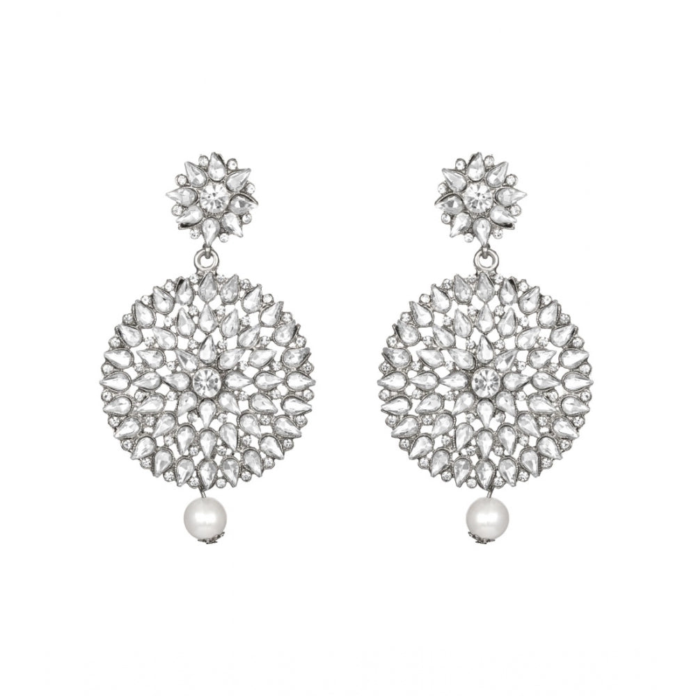 Generic Women's Rose Gold Plated Alloy Kundan Earrings &amp; Mangtikka (White)