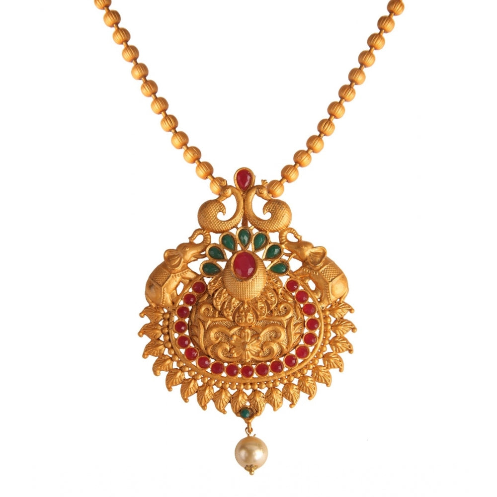 Generic Women's Rose Gold Plated Alloy Jewellery Chain Pendant Sets (Gold &amp; Red)