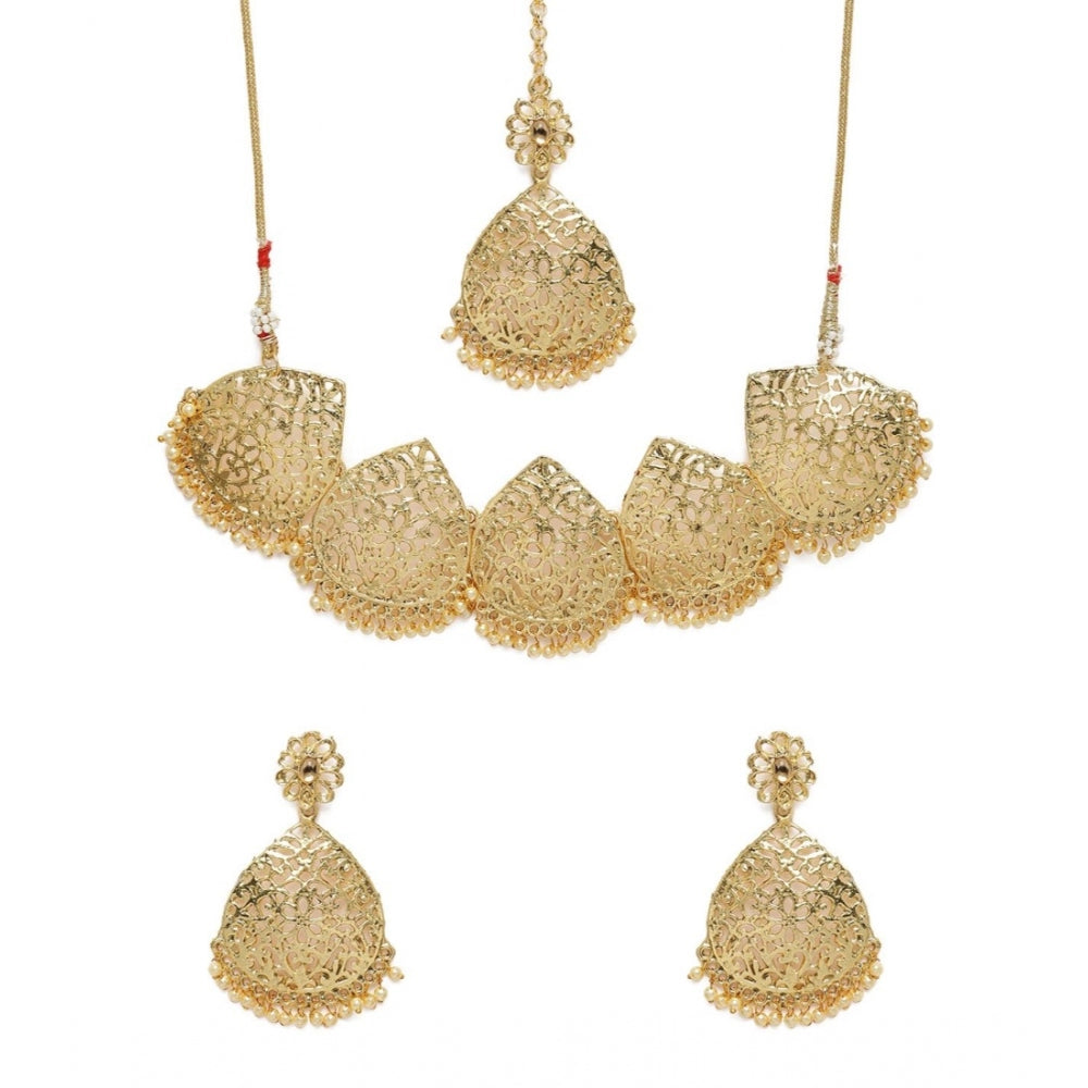Generic Women's Rose Gold Plated Alloy Necklace &amp; Earings Set (Gold)