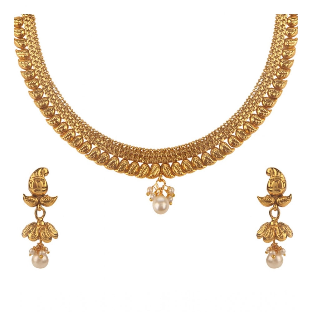 Generic Women's Rose Gold Plated Alloy Necklace &amp; Earings Set (Gold)