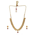 Generic Women's Rose Gold Plated Alloy Necklace &amp; Earings Set (Green &amp; Red)