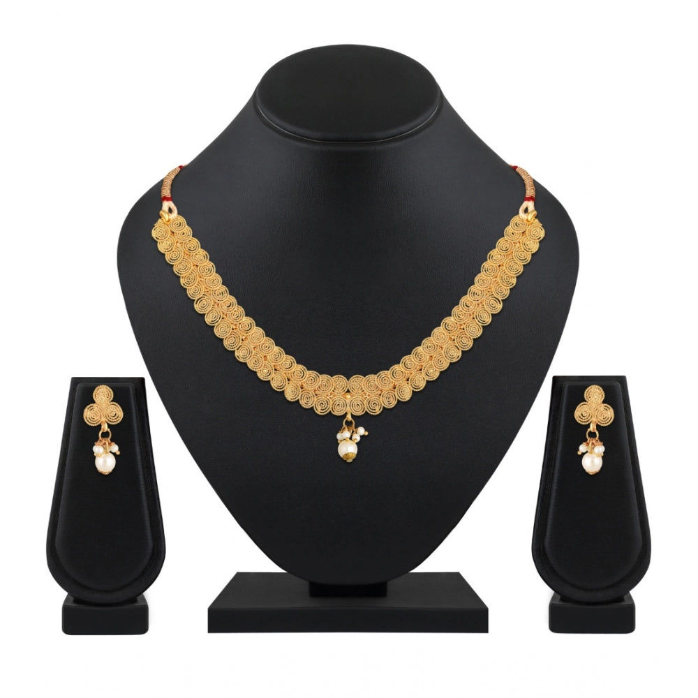 Generic Women's Rose Gold Plated Alloy Necklace &amp; Earings Set (Gold)